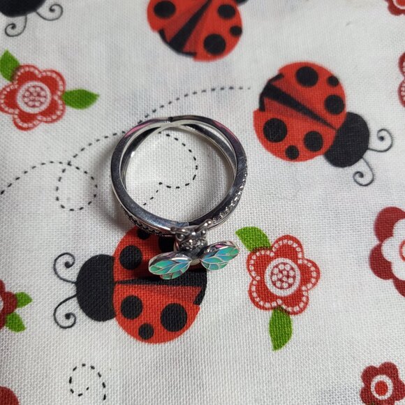 Glow in the Dark CZ Firefly Sterling Silver Ring - Picture 6 of 6